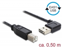 Delock Cable EASY-USB 2.0 Type-A male angled left / right > USB 2.0 Type-B male 0,5 m