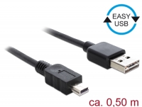 Delock Cable EASY-USB 2.0 Type-A male > USB 2.0 Type Mini-B male 0,5 m black