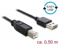 Delock Cable EASY-USB 2.0 Type-A male > USB 2.0 Type-B male 0,5 m black