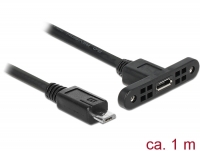 Delock Cable USB 2.0 Micro-B female panel-mount > USB 2.0 Micro-B male 1 m