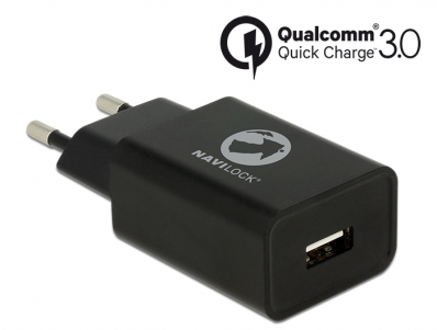 Navilock Charger 1 x USB type A with Qualcomm® Quick Charge™ 3.0 black