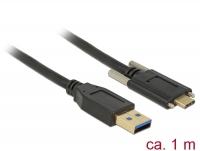 Delock Cable SuperSpeed USB 10 Gbps (USB 3.1 Gen 2) Type-A male > USB Type-C™ male with screws on the sides 1 m black