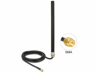 Delock LTE UMTS GSM Antenna SMA plug 3 dBi omnidirectional fixed with connection cable (RG-58, 3 m) wall mounting outdoor black