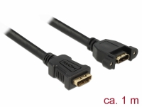 Delock Cable HDMI-A female > HDMI-A female panel-mount 4K 30 Hz 1 m