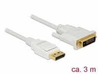 Delock Cable Displayport 1.2 male > DVI 24+1 male passive 3 m white