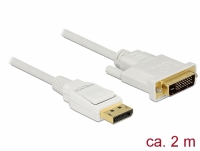 Delock Cable Displayport 1.2 male > DVI 24+1 male passive 2 m white