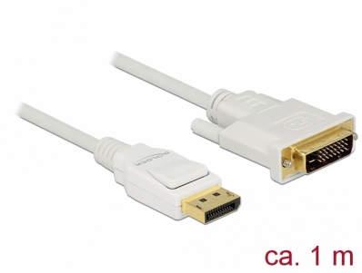 Delock Cable Displayport 1.2 male > DVI 24+1 male passive 1 m white