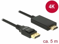 Delock Cable Displayport 1.2 male > High Speed HDMI-A male passive 4K 5 m black