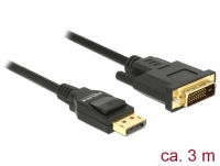 Delock Cable Displayport 1.2 male > DVI 24+1 male passive 3 m black