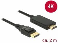 Delock Cable Displayport 1.2 male > High Speed HDMI-A male passive 4K 2 m black