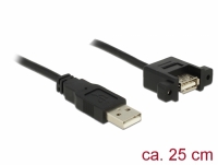 Delock Cable USB 2.0 Type-A male > USB 2.0 Type-A female panel-mount 0.25 m