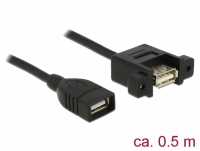 Delock Cable USB 2.0 Type-A female > USB 2.0 Type-A female panel-mount 0.5 m