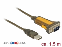 Delock Adapter USB 2.0 Type-A > 1 x Serial RS-232 DB9 extended temperature range