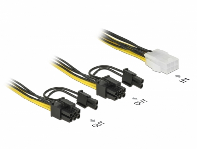 Delock PCI Express power cable 6 pin female > 2 x 8 pin male 15 cm