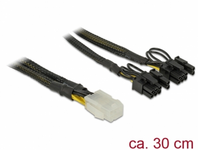 Delock PCI Express power cable 6 pin female > 2 x 8 pin male 30 cm