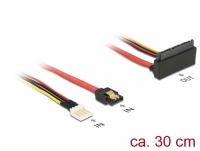 Delock Cable SATA 6 Gb/s 7 pin receptacle + Floppy 4 pin power plug > SATA 22 pin receptacle upwards angled metal 30 cm