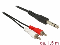 Delock Cable Audio 6.35 mm stereo jack male > 2 x RCA male 1.5 m