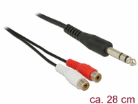 Delock Cable Audio 6.35 mm stereo jack male > 2 x RCA female 28 cm
