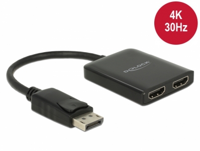 Delock Displayport 1.2 Splitter 1 x Displayport in > 2 x HDMI out 4K 30 Hz