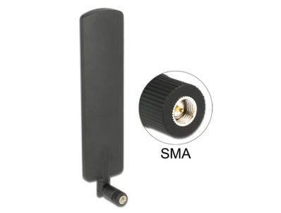 Delock LTE Antenna SMA plug 2 dBi omnidirectional with tilt joint black