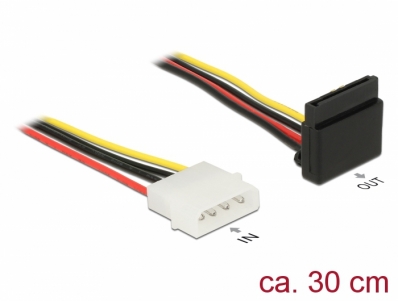 Delock Power Cable SATA 15 pin receptacle > 4 pin Molex male metal 30 cm