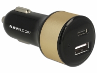 Navilock Car charger 1 x USB Type-C™ + 1 x USB Type-A