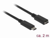 Delock Extension cable SuperSpeed USB (USB 3.1 Gen 1) USB Type-C™ male > female 3 A 2.0 m black