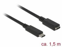 Delock Extension cable SuperSpeed USB (USB 3.1 Gen 1) USB Type-C™ male > female 3 A 1.5 m black