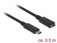 Delock Extension cable SuperSpeed USB (USB 3.1 Gen 1) USB Type-C™ male > female 3 A 0.5 m black