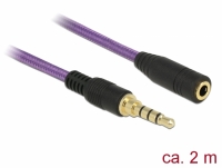 Delock Extension Cable Audio Stereo Jack 3.5 mm male / female iPhone 4 pin 2 m purple