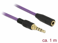 Delock Extension Cable Audio Stereo Jack 3.5 mm male / female iPhone 4 pin 1 m purple