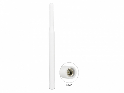 Delock LTE Antenna SMA plug 0.3 - 2.9 dBi omnidirectional fixed white