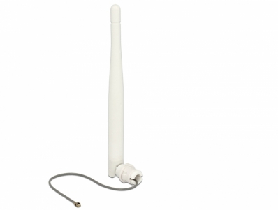 Delock WLAN 802.11 b/g/n Antenna MHF plug 3 dBi omnidirectional 1.13 12 cm flexibel clip white