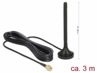 Delock LTE Antenna SMA plug 2 dBi fixed omnidirectional with magnetic base and connection cable RG-174 3 m outdoor black