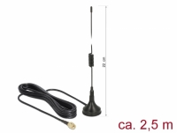 Delock LTE Antenna SMA plug 2 dBi fixed omnidirectional with connection cable RG-174 2.5 m outdoor black