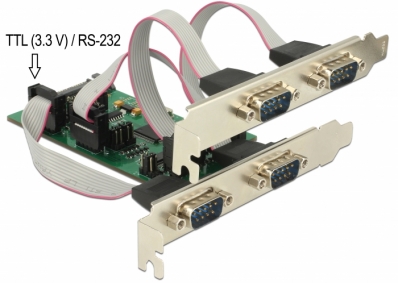 Delock PCI Express Card with 3 Serial RS-232 + 1 TTL 3.3 V / RS-232 with voltage supply