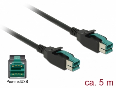 Delock PoweredUSB Kabel Stecker 12 V > PoweredUSB Stecker 12 V 5 m für POS Drucker und Terminals