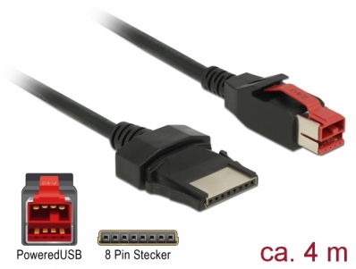 Delock PoweredUSB cable male 24 V > 8 pin male 4 m for POS printers and terminals