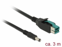 Delock PoweredUSB Kabel Stecker 12 V > DC 5,5 x 2,1 mm Stecker 3 m für POS Drucker und Terminals