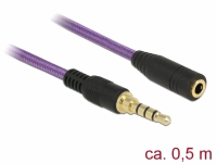 Delock Verlängerungskabel Audio Klinke 3,5 mm Stecker / Buchse iPhone 4 Pin 0,5 m violett
