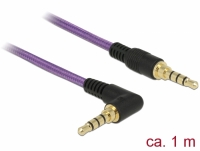 Delock Stereo Jack Cable 3.5 mm 4 pin male > male angled 1 m purple