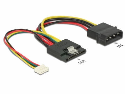 Delock Cable Power SATA 15 pin receptacle > Molex 4 pin male + 4 pin power female