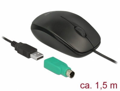 Delock Optical 3-button USB Type-A + PS/2 Desktop Mouse