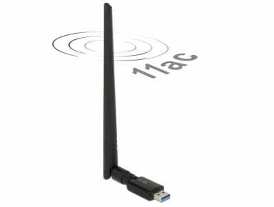 Delock USB 3.0 Dual Band WLAN ac/a/b/g/n Stick 867 + 300 Mbps with external antenna