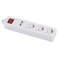 VALUE Power Strip, 3-way, with Switch, white, 1.5 m