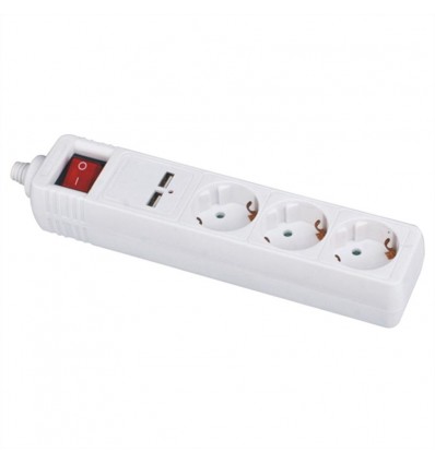 VALUE Power Strip, 3-way, with Switch, white, 1.5 m