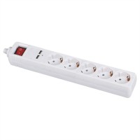 VALUE Power Strip, 5-way, with Switch, white, 1.5 m