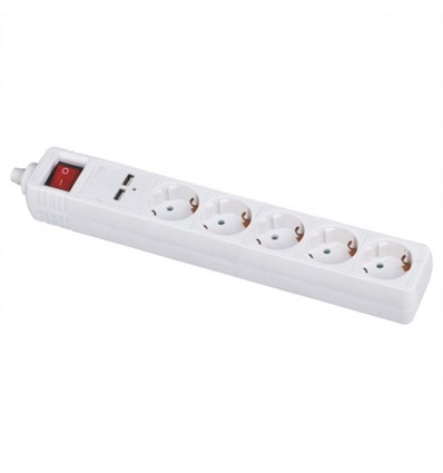 VALUE Power Strip, 5-way, with Switch, white, 1.5 m