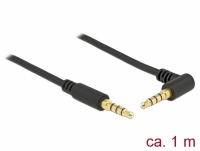 Delock Stereo Jack Cable 3.5 mm 4 pin male > male angled 1 m black