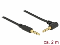 Delock Stereo Jack Cable 3.5 mm 4 pin male > male angled 2 m black